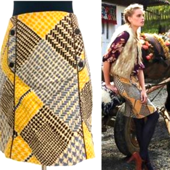 (M)🌟Host Pick🌟🔥ANTHROPOLOGIE🌟🔥Mavae Plaid Velvet Skirt W14.5"×L20" - Picture 5 of 14